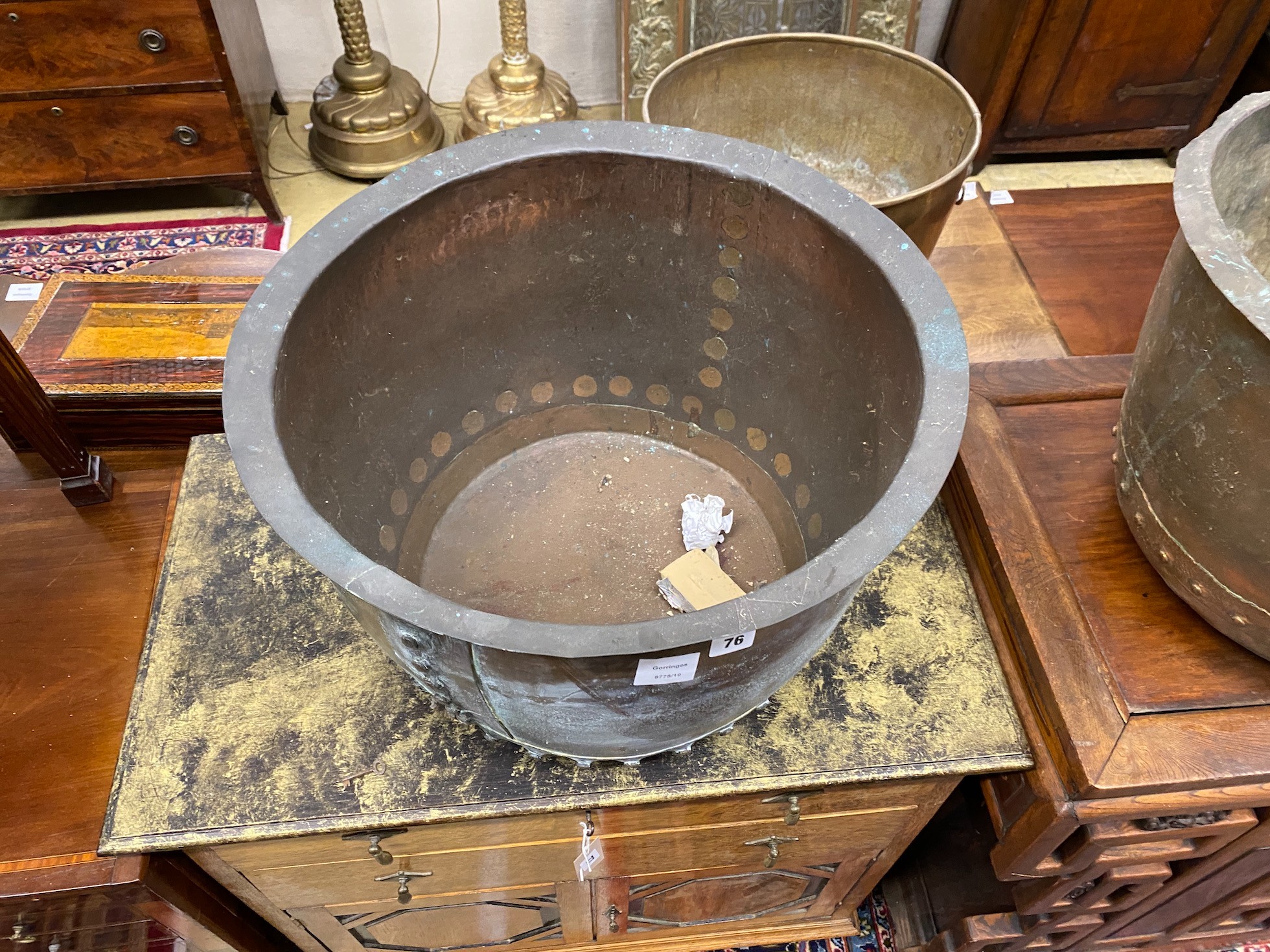A Victorian copper copper, diameter 53cm, height 36cm